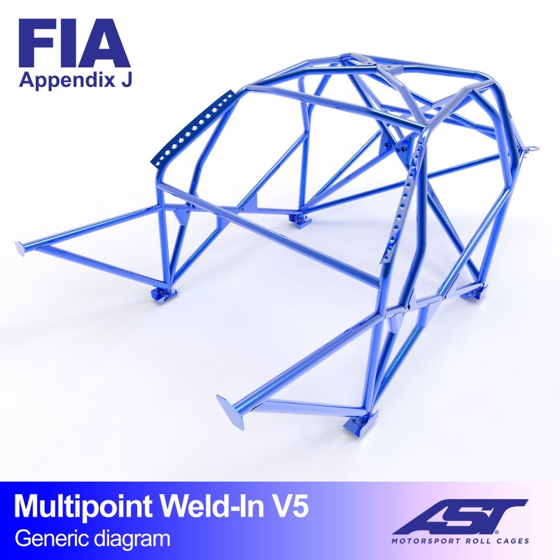 Arco de seguridad AST para soldar Honda Civic (EK) (3 puertas hatchback) Multipoint Weld-In V5 (X-Design)