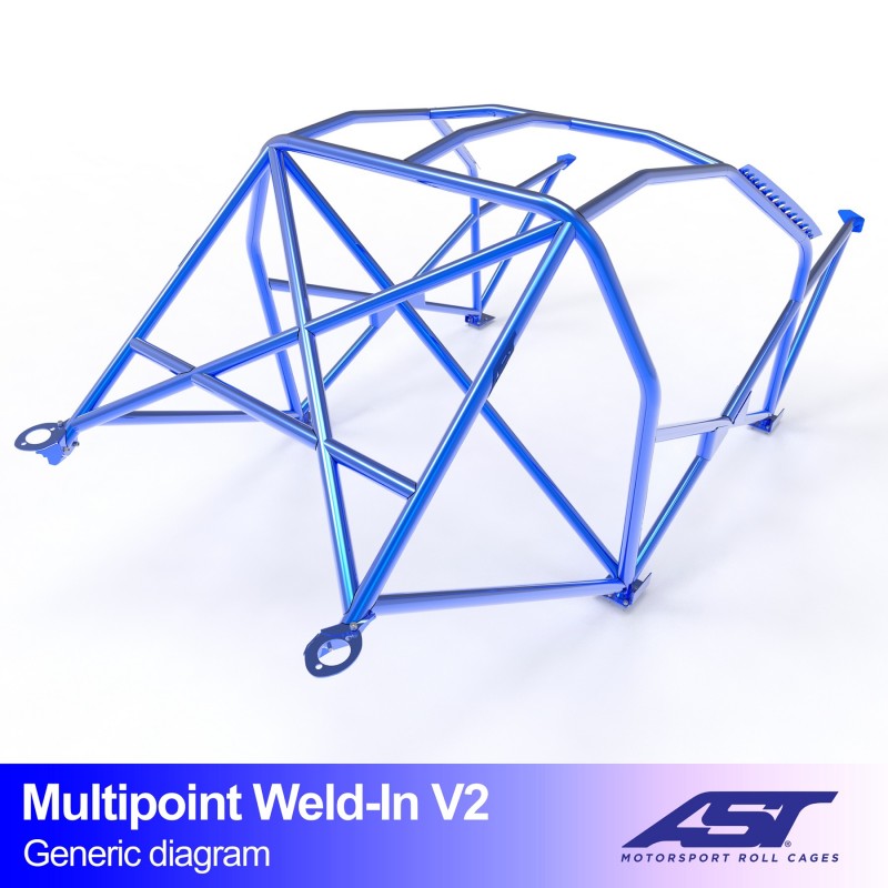 Arco de seguridad AST para soldar Honda Civic (EK) (4 puertas Ferio) Multipoint Weld-In V2 (X-Design)