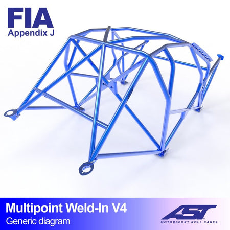Arco de seguridad AST para soldar Honda Civic (FN) (3 puertas hatchback) Multipoint Weld-In V4 (V-Design)