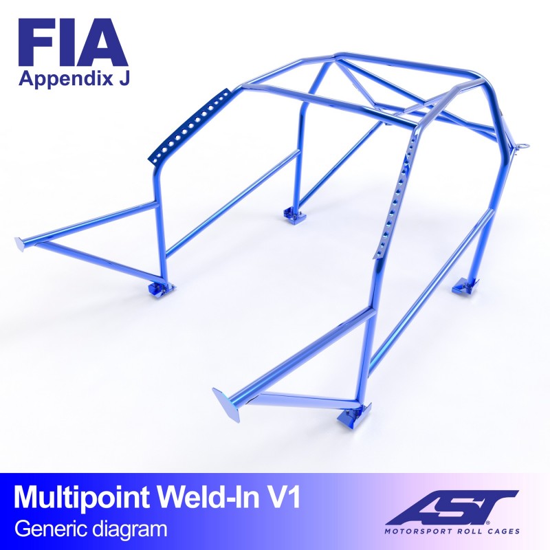 Arco de seguridad AST para soldar Hyundai Accent (Mk2) (3 puertas coupé) Multipoint Weld-In V1 (X-Design)