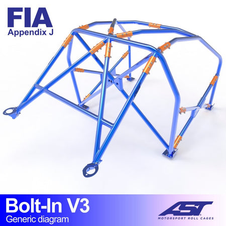 Arco de seguridad AST atornillado Hyundai Coupe RD (3 puertas) Bolt-In V3 (V-Design)