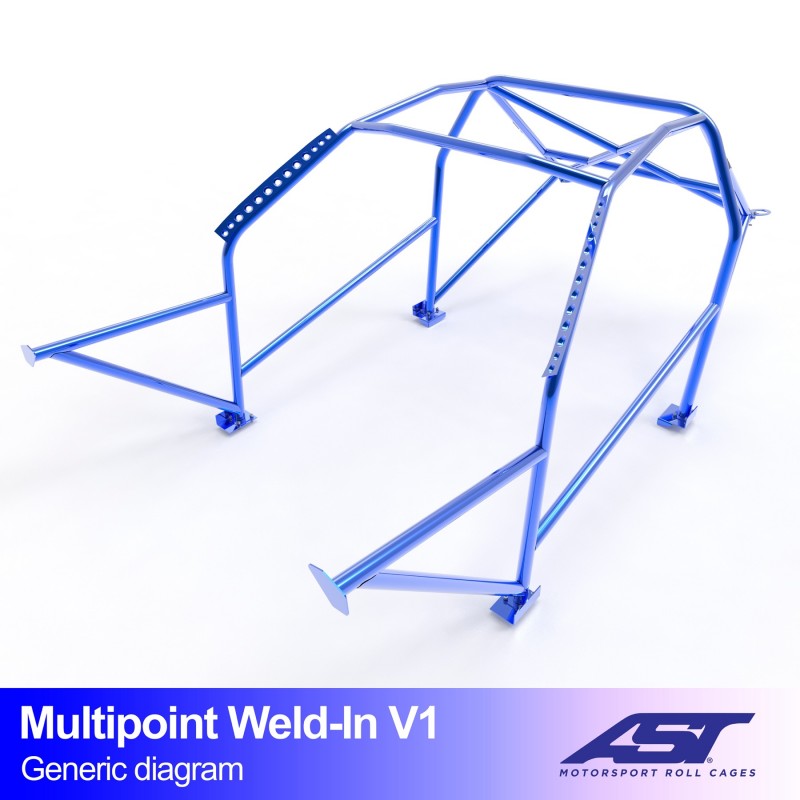Arco de seguridad AST para soldar Hyundai Getz (3 puertas hatchback) Multipoint Weld-In V1 (X-Design)