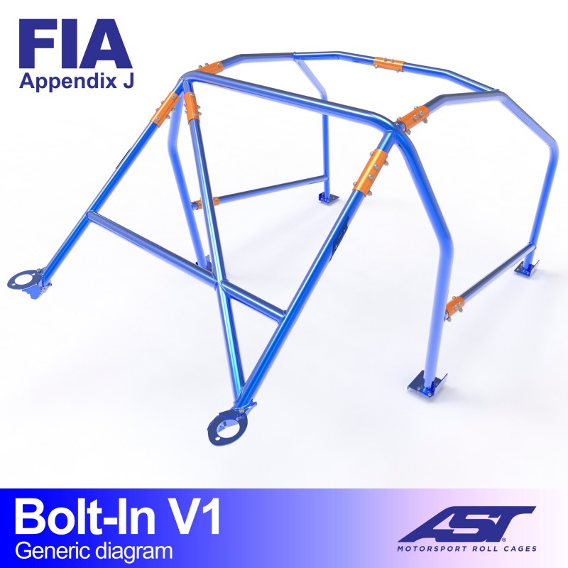 Arco de seguridad AST atornillado Lancia Delta Integrale (Tipo 831) (5 puertas hatchback) Bolt-In V1