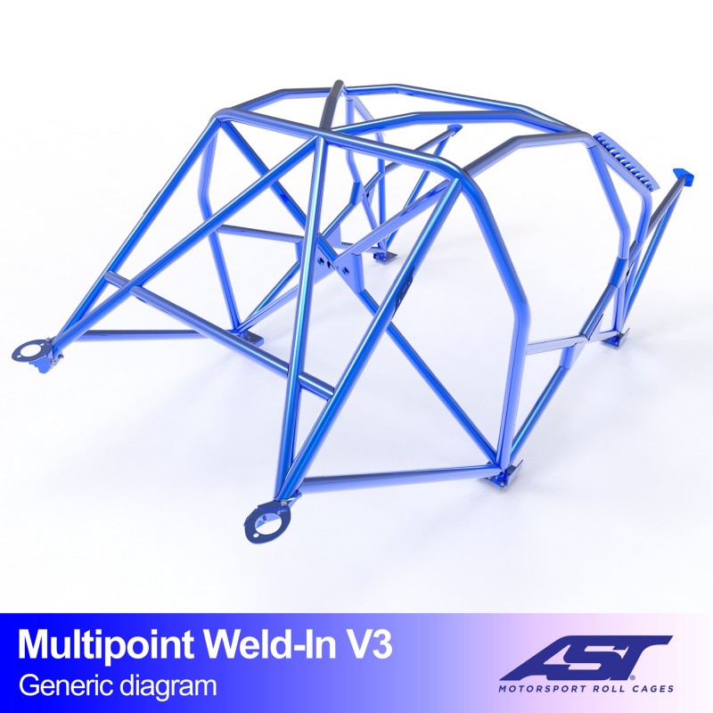 Arco de seguridad AST para soldar Mazda MX-5 (NA) (2 puertas roadster) Multipoint Weld-In V3 (V-Design)