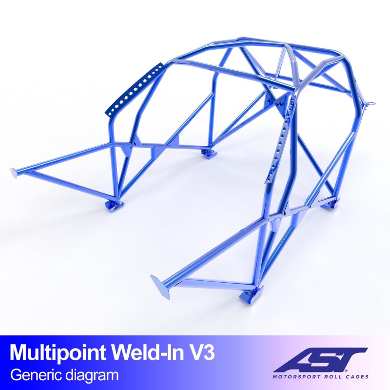 Arco de seguridad AST para soldar Mazda RX-7 (FD) (3 puertas coupé) Multipoint Weld-In V3 (V-Design)
