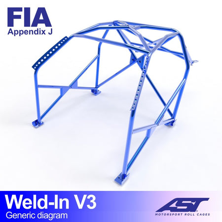 Arco de seguridad AST para soldar Mitsubishi Lancer EVO II (4 puertas sedán) Weld-In V3 (X-Design)