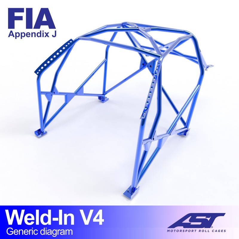 Arco de seguridad AST para soldar Mitsubishi Lancer EVO II (4 puertas sedán) Weld-In V4 (X-Design)