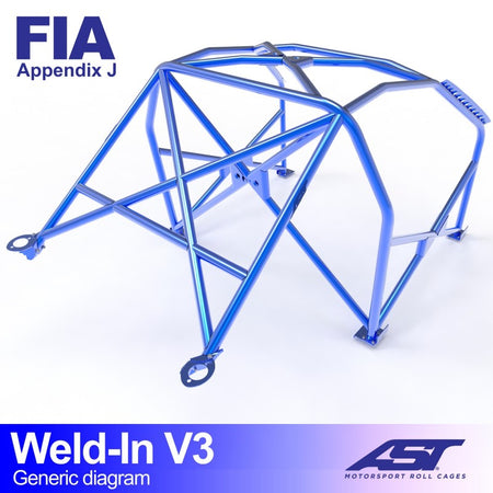 Arco de seguridad AST para soldar Mitsubishi Lancer EVO VII (4 puertas sedán) Weld-In V3 (X-Design)