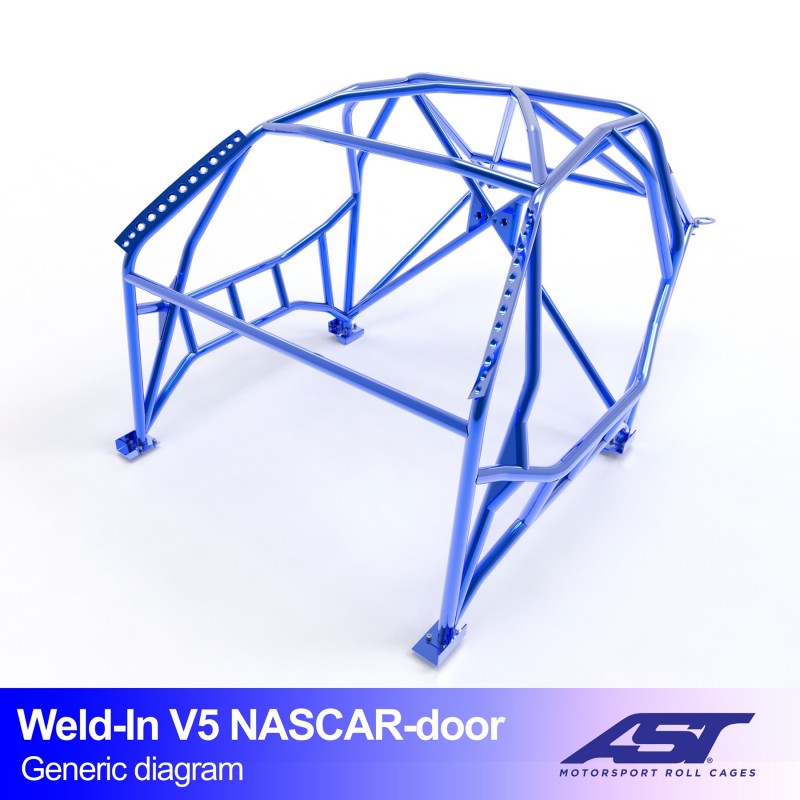 Arco de seguridad AST para soldar Nissan 370Z (Z34) (3 puertas coupé) Weld-In V5 Nascar-Door Para Drift (V-Design)