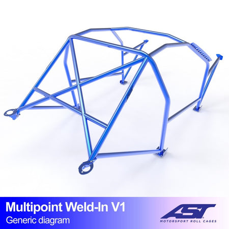 Arco de seguridad AST para soldar Nissan Micra (K11) (5 puertas hatchback) Multipoint Weld-In V1 (X-Design)