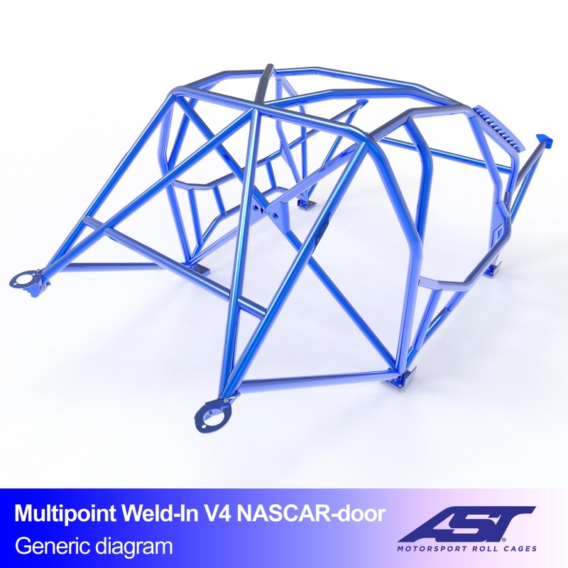 Arco de seguridad AST para soldar Nissan SILVIA (S14) (2 puertas coupé) Silvia (S14)  Multipoint Weld-In V4 Nascar-Door Para Drift (V-Design)