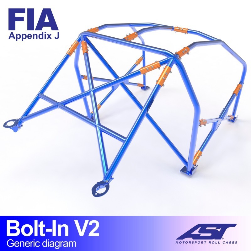 Arco de seguridad AST atornillado Peugeot 306 (Phase 1/2) (3 puertas hatchback) Bolt-In V2 (X-Design)