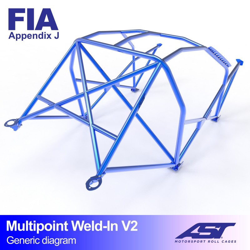 Arco de seguridad AST para soldar Peugeot 309 (Phase 1/2) (3 puertas coupé) Multipoint Weld-In V2 (X-Design)