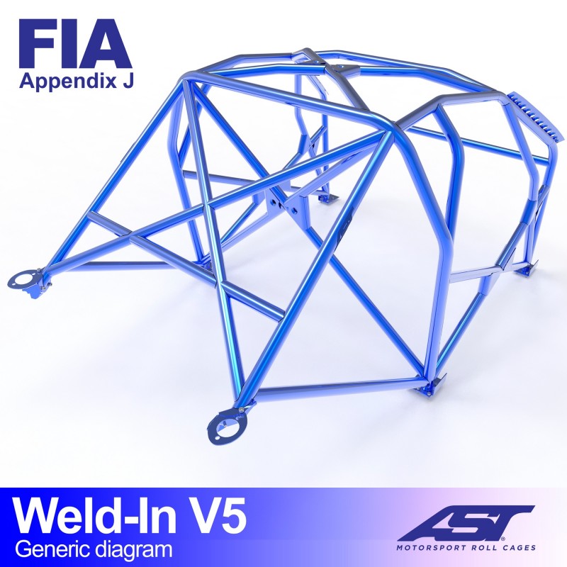 Arco de seguridad AST para soldar Peugeot 406 (Phase 1/2) (4 puertas sedán) Weld-In V5 (V-Design)