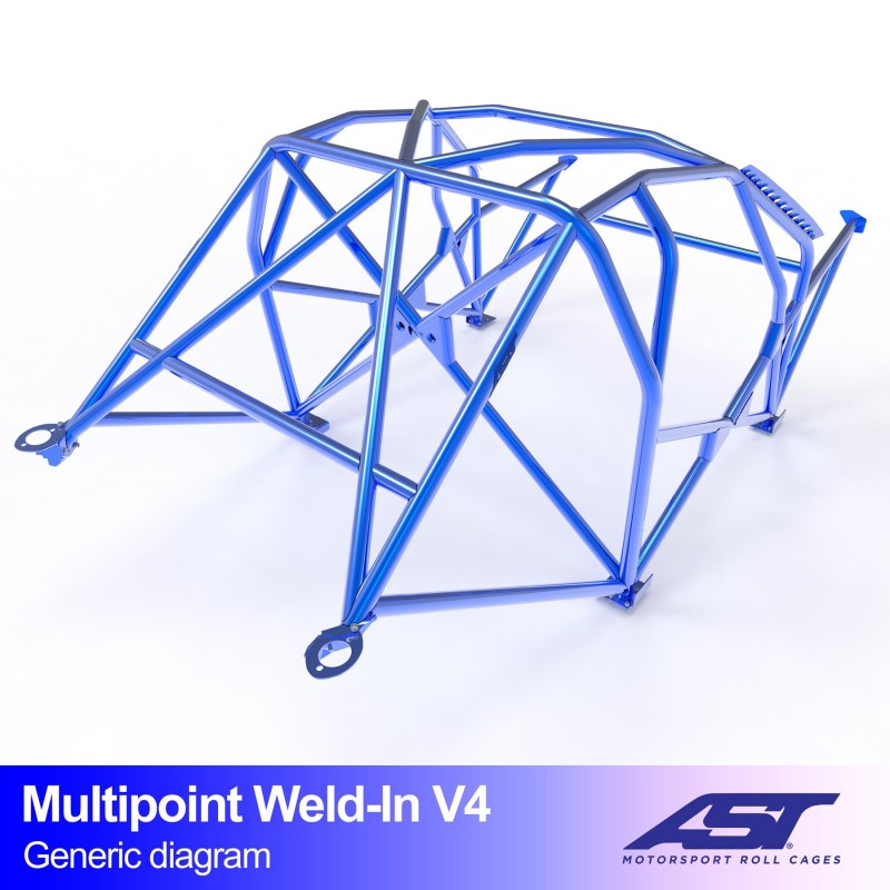 Arco de seguridad AST para soldar Porsche Boxster (986) (2 puertas roadster) Multipoint Weld-In V4 (V-Design)