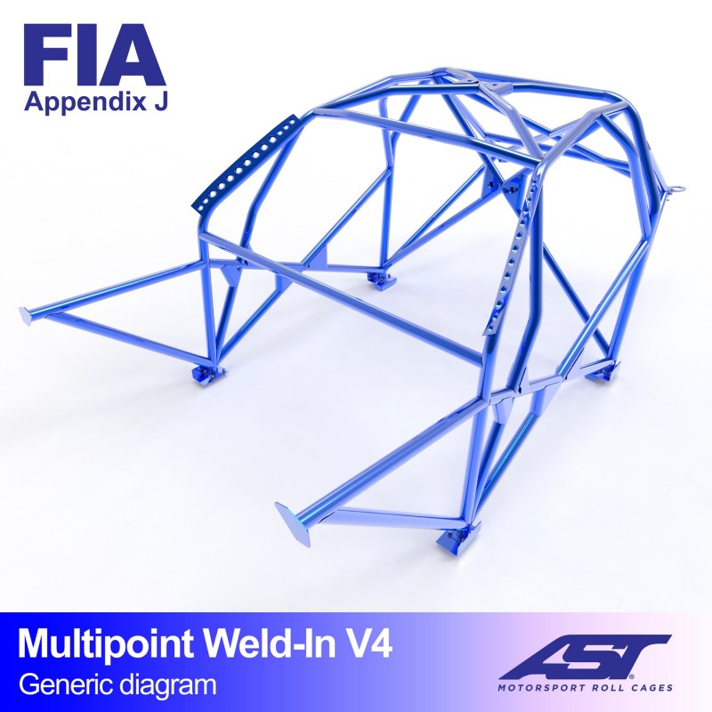 Arco de seguridad AST para soldar Renault Megane III (3 puertas hatchback) Multipoint Weld-In V4 (X-Design)