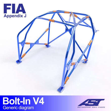Arco de seguridad AST atornillado SEAT 124 (4 puertas sedán) Bolt-In V4 (V-Design)