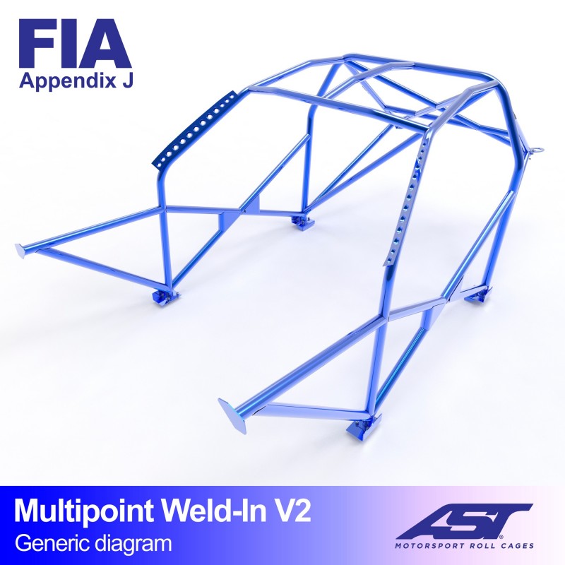 Arco de seguridad AST para soldar SEAT Ibiza (021) (3 puertas hatchback) Multipoint Weld-In V2 (X-Design)