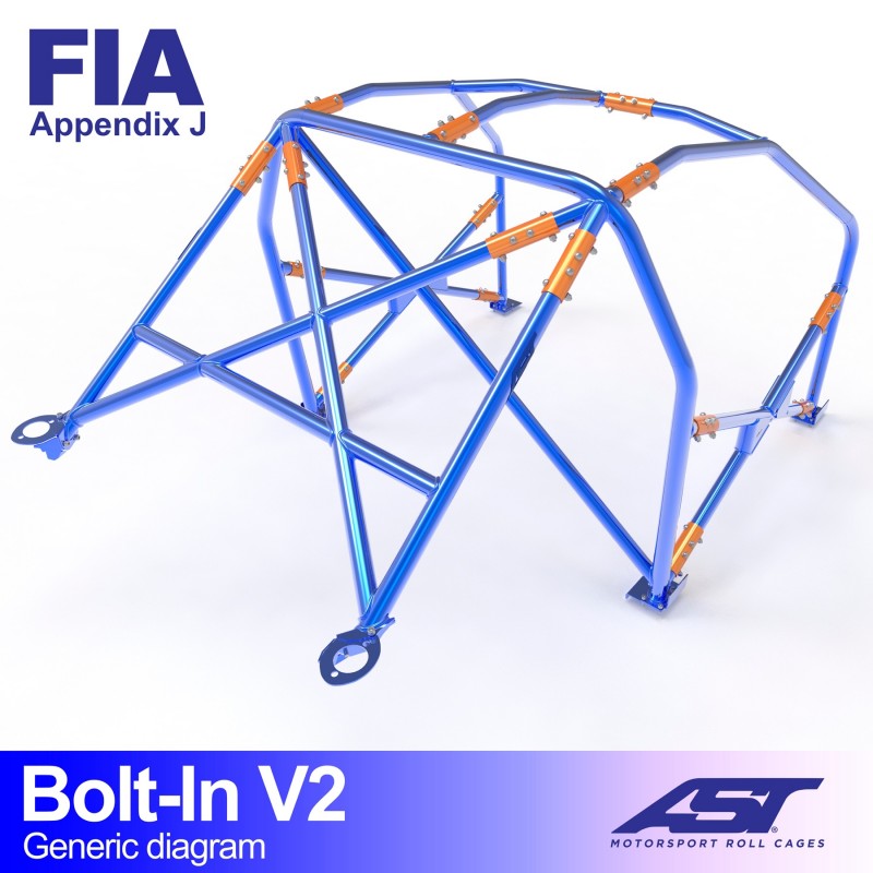 Arco de seguridad AST atornillado Toyota Celica (T185) (3 puertas coupé) Bolt-In V2 (X-Design)