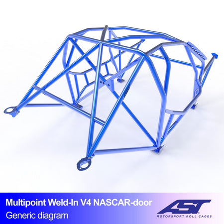 Arco de seguridad AST para soldar Toyota GR86 (ZN8) (2 puertas coupé) Multipoint Weld-In V4 Nascar-Door Para Drift (V-Design)