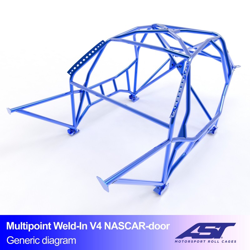 Arco de seguridad AST para soldar Toyota Supra (Mk3) (3 puertas coupé) Multipoint Weld-In V4 Nascar-Door Para Drift (X-Design)