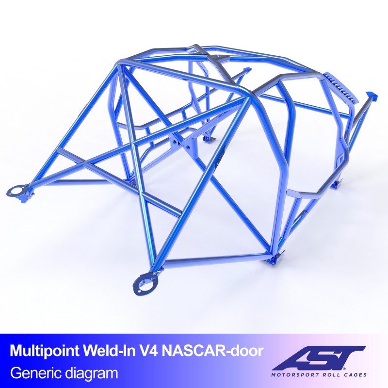 Arco de seguridad AST para soldar Toyota Supra (Mk3) (3 puertas coupé) Multipoint Weld-In V4 Nascar-Door Para Drift (X-Design)