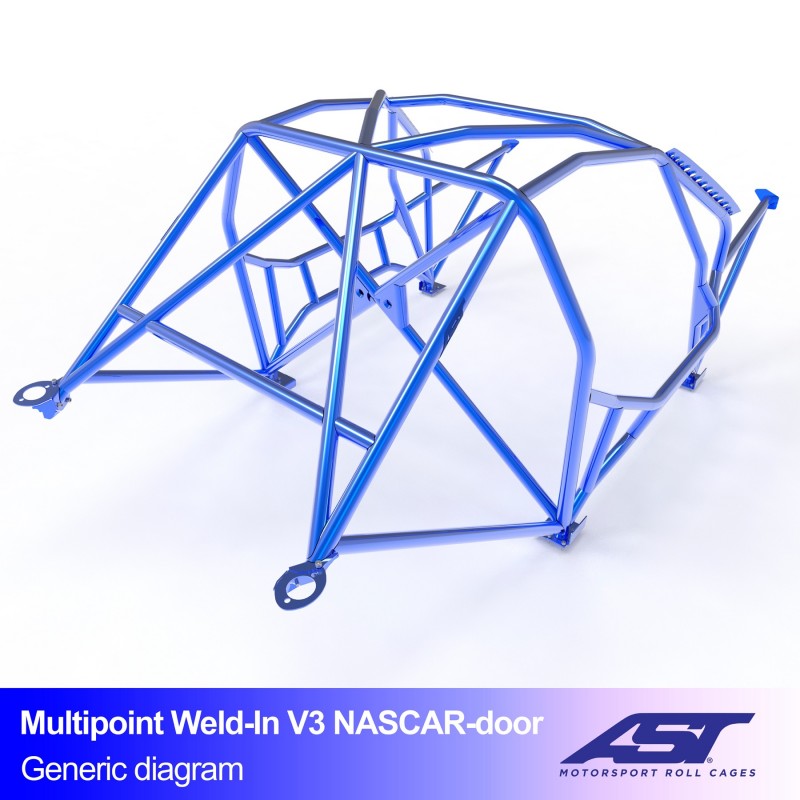 Arco de seguridad AST para soldar Toyota Supra (Mk4) (3 puertas coupé) Multipoint Weld-In V3 Nascar-Door Para Drift (V-Design)