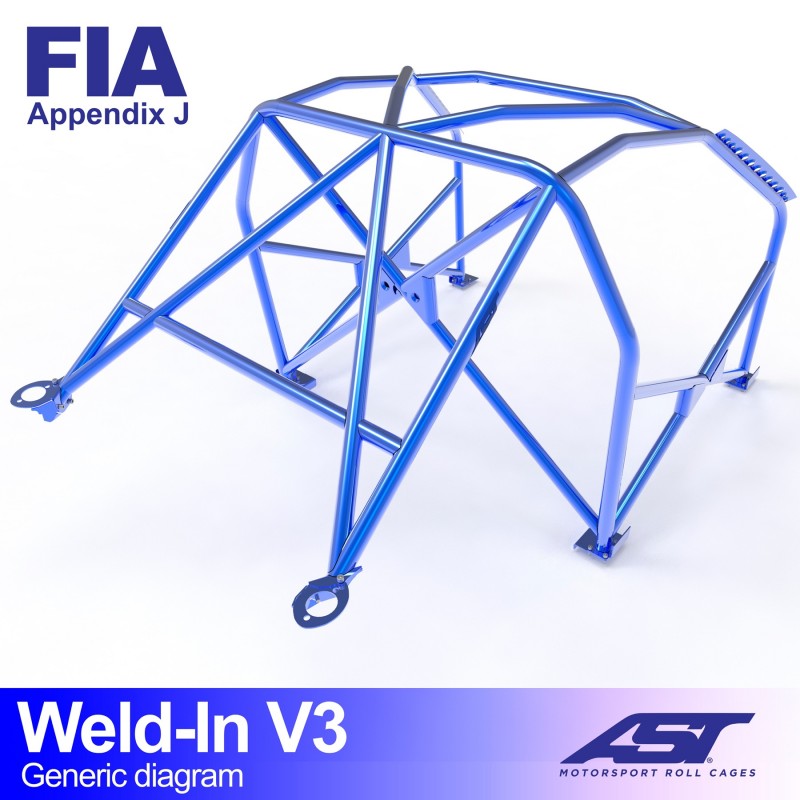 Arco de seguridad AST para soldar Volvo 240 (4 puertas sedán) Weld-In V3 (V-Design)