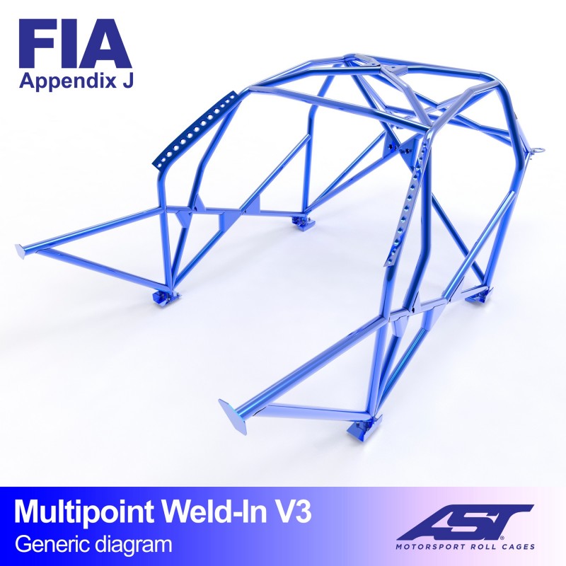 Arco de seguridad AST para soldar Volkswagen Golf (Mk3) (3 puertas hatchback) Multipoint Weld-In V3 (X-Design)