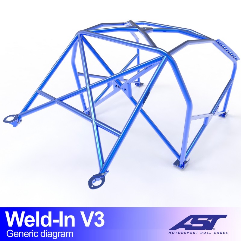 Arco de seguridad AST para soldar Volkswagen Golf (Mk4) (3 puertas hatchback 4Motion) Weld-In V3 (X-Design)