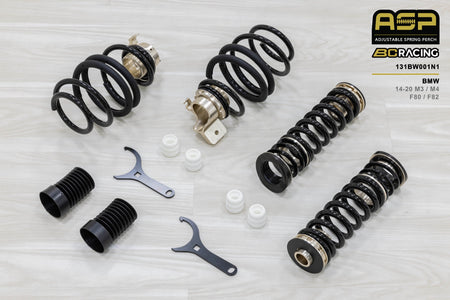 BC Racing ASP Muelles de rebaje con platos regulables BMW M3 F80 / M4 F82 RWD (14-20), torreta 3 tornillos