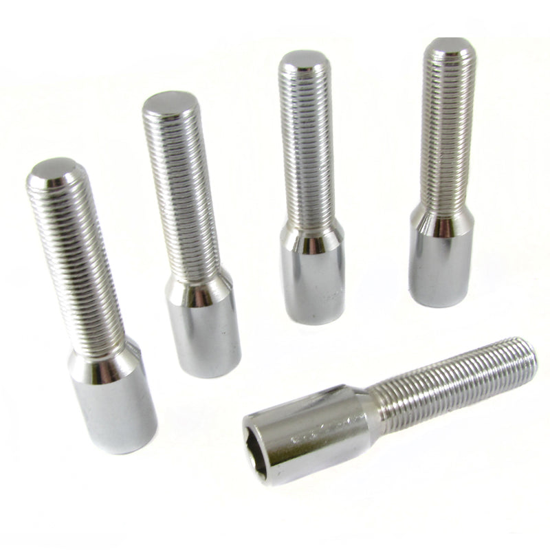 Tornillos de rueda largos de llave interior M12x1.25 en plata (10 unidades)
