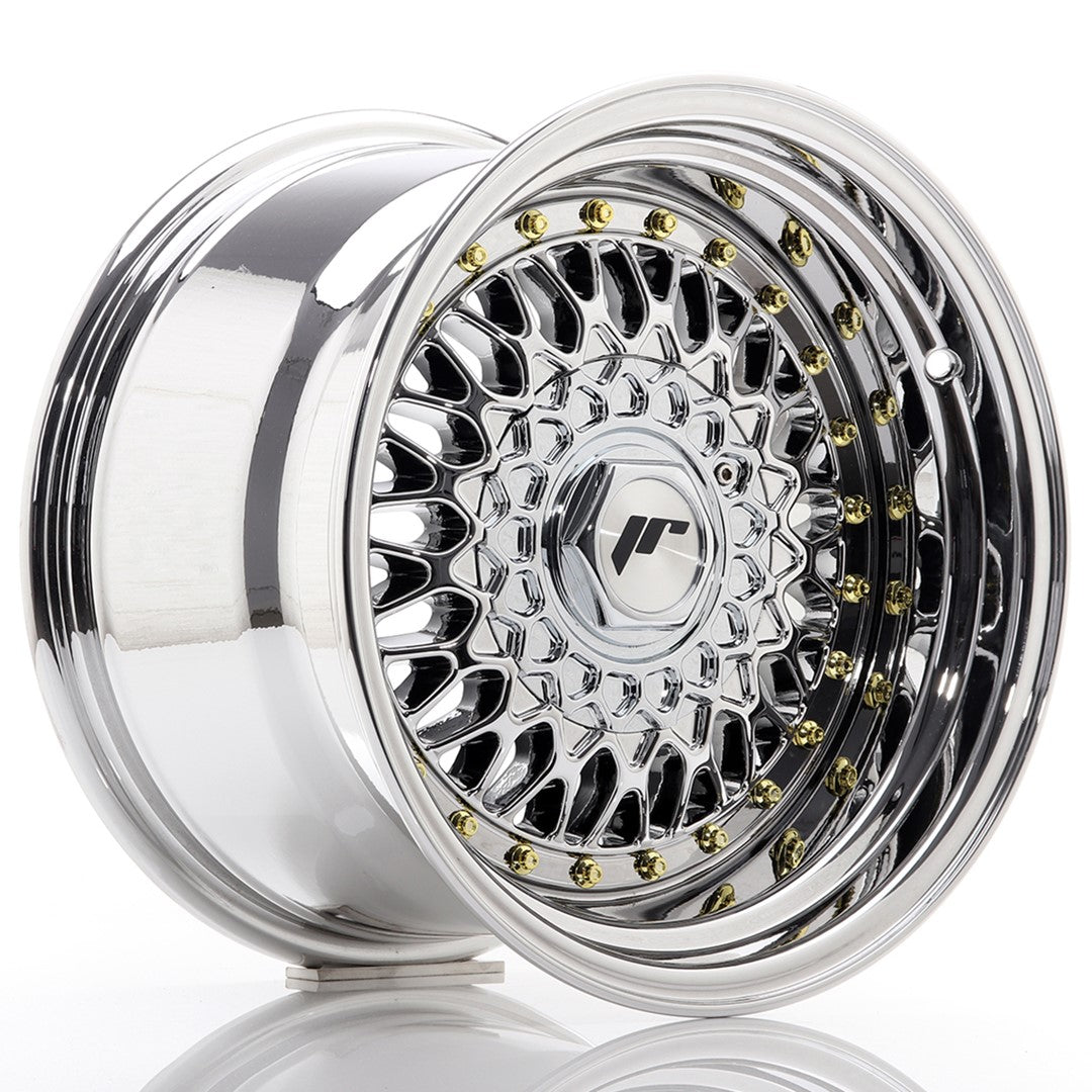 Llanta Japan Racing JR-9 15x9" 4x100/4x108 ET10 cromado / titanio