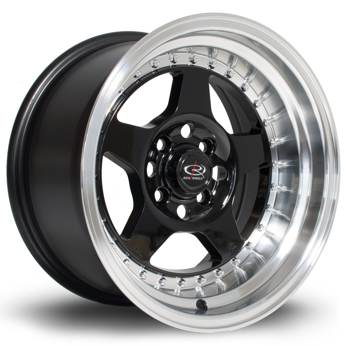 Llanta Rota Kyusha 15x8" 4x100 ET0 negro brillo / labio pulido