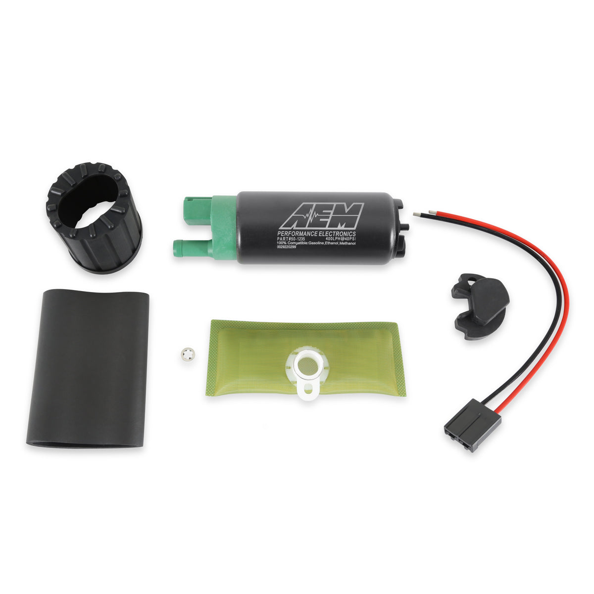 Bomba de gasolina AEM 400 l/h compacta para E85, salida simple