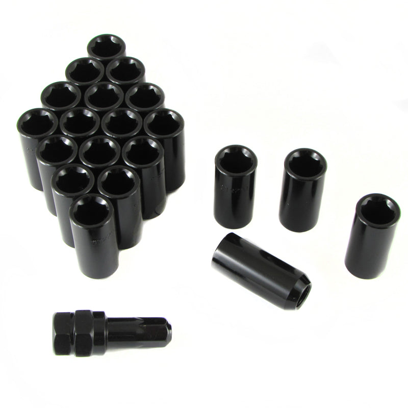 Tuercas de rueda largas de llave interior M14x1.5 en negro (20 unidades)