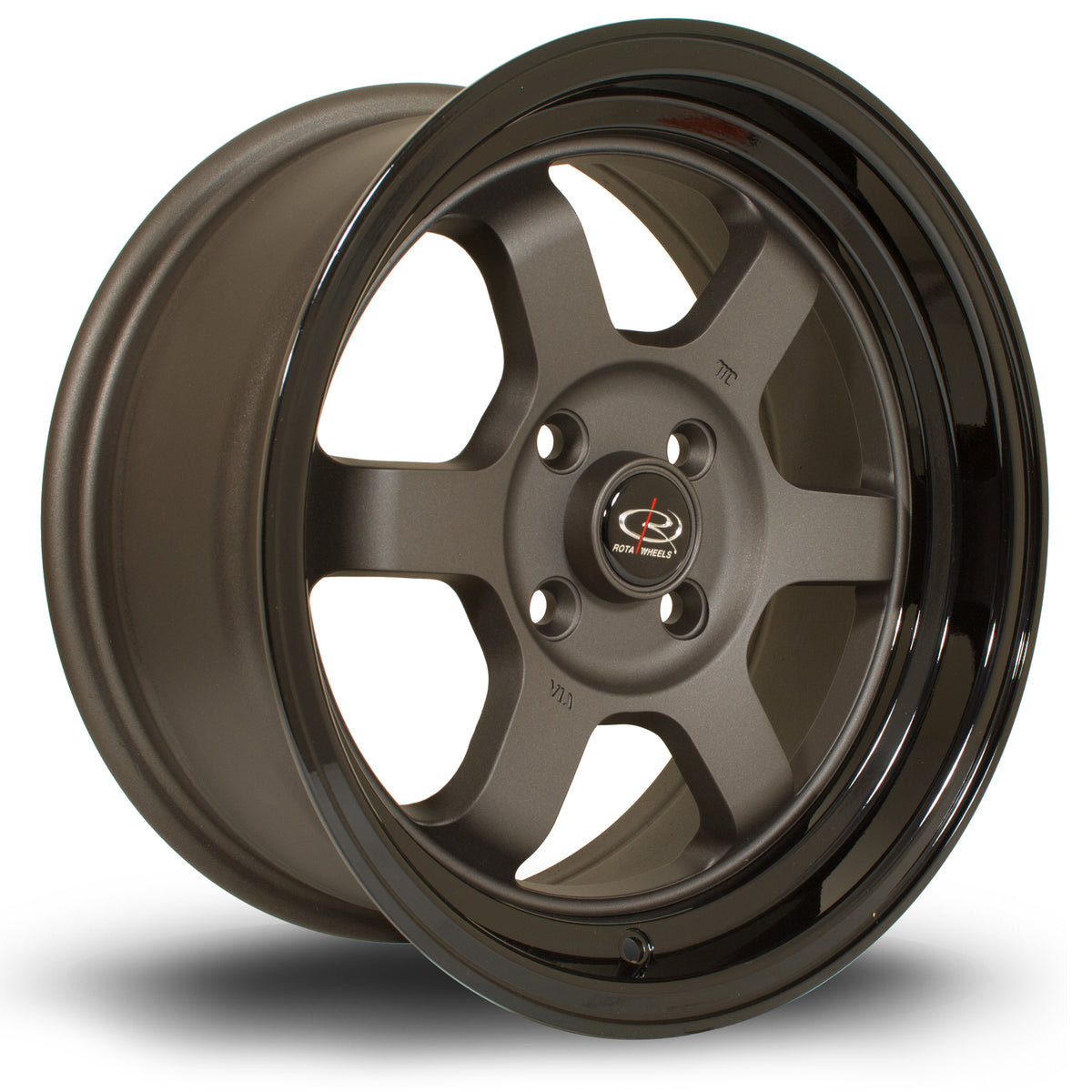 Llanta Rota Grid V 15x7" 4x100 ET20 gunmetal / labio negro brillo