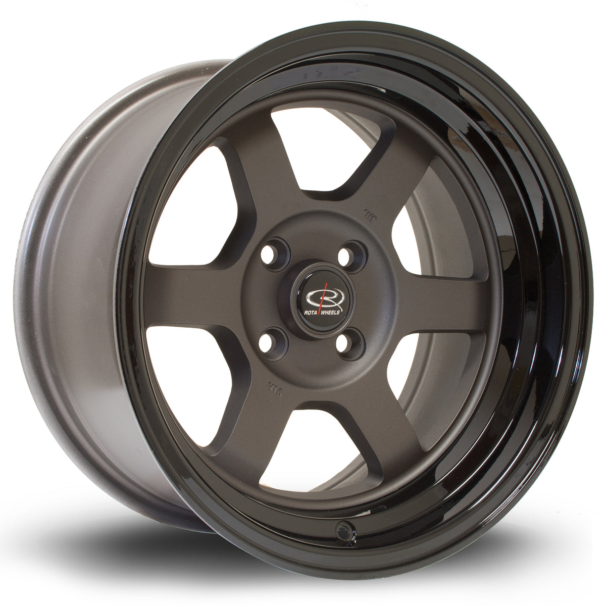 Llanta Rota Grid V 15x8" 4x100 ET0 gunmetal / labio negro brillo