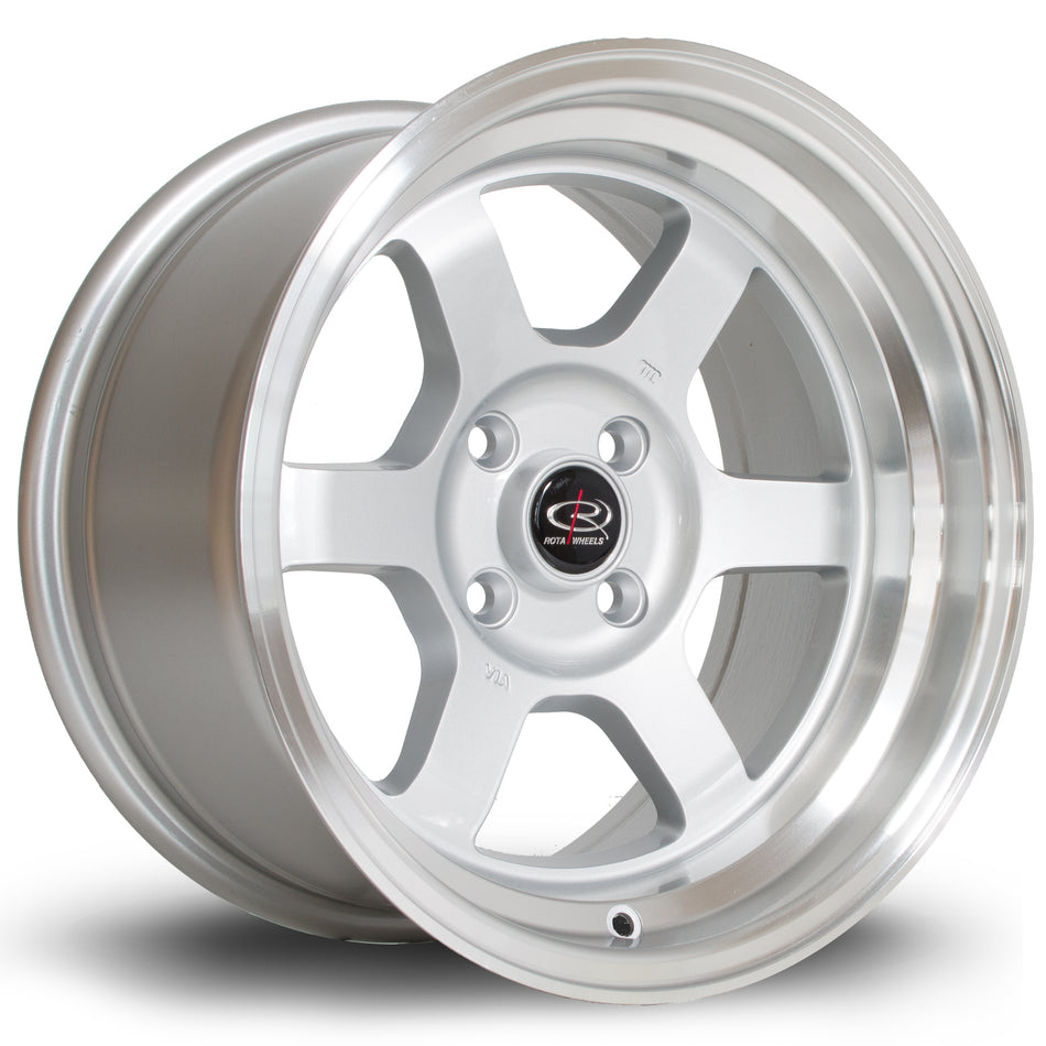 Rota Grid V 15x8" 4x100 ET0, Silver, Polished Lip