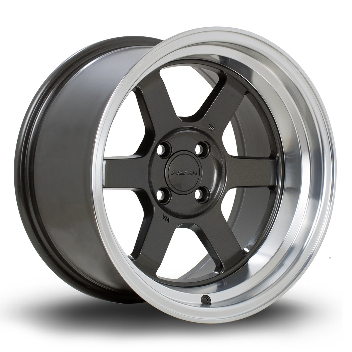 Llanta Rota Grid V 15x9" 4x100 ET0 gunmetal / labio pulido