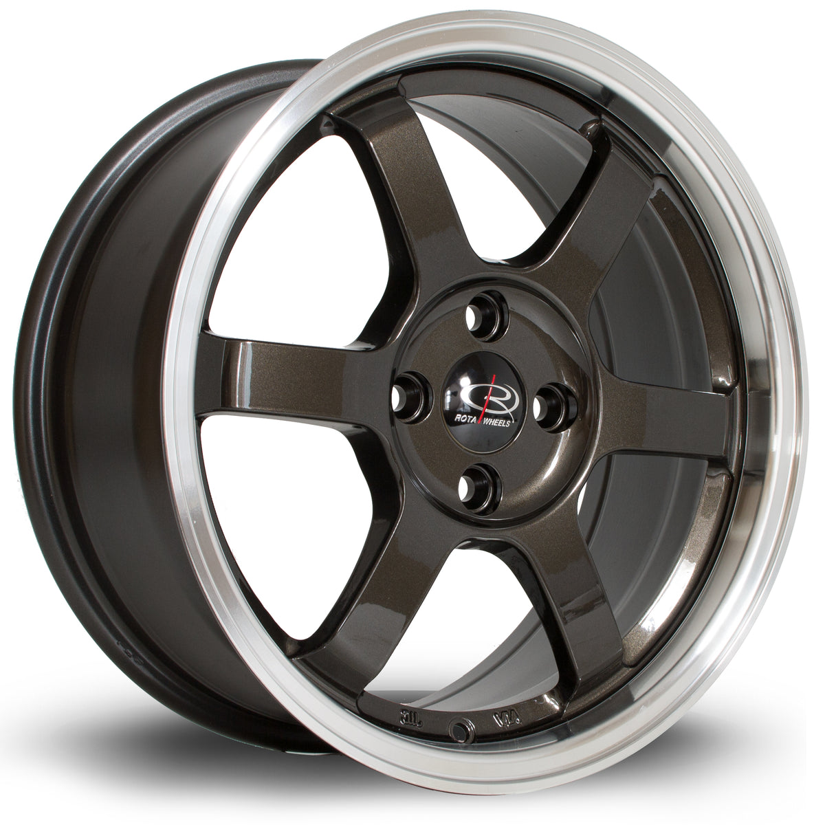 Llanta Rota Grid 16x7" 4x100 ET40 gunmetal / labio pulido