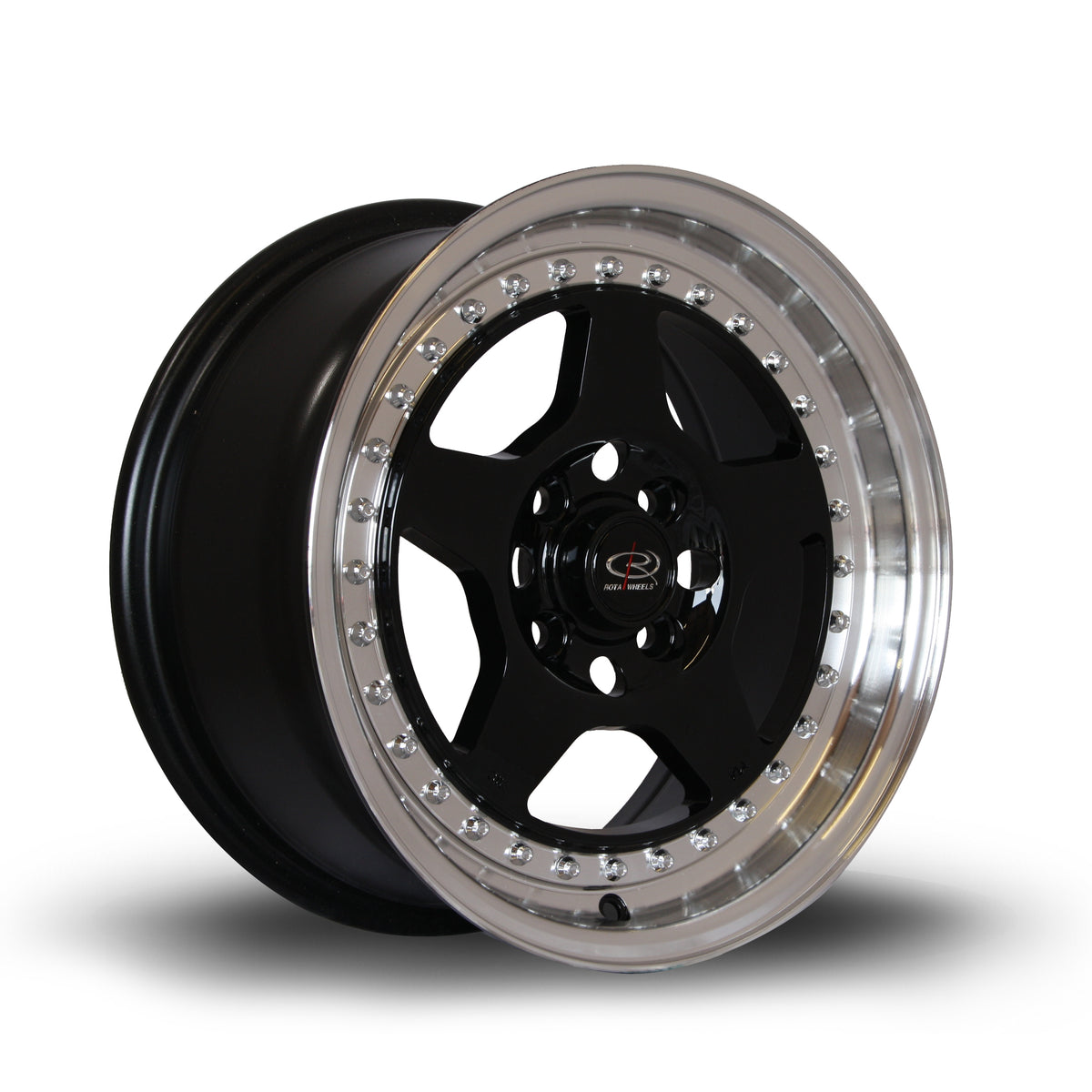 Llanta Rota Kyusha 15x7" 4x100 ET38 negro brillo / labio pulido