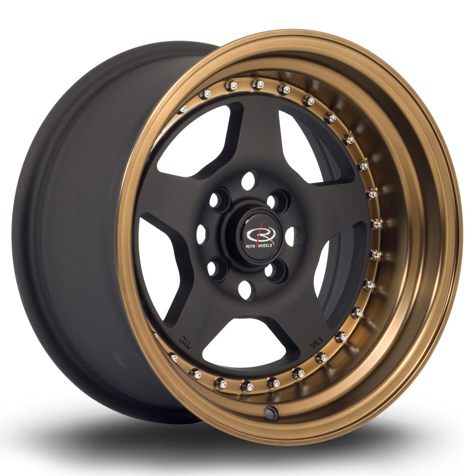 Rota Kyusha 15x8" 4x114.3 ET0, Flat Black, Bronze Lip