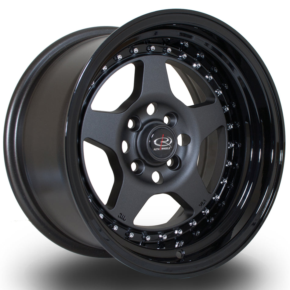 Rota Kyusha 15x8" 4x100 ET0, Gunmetal, Gloss Black Lip