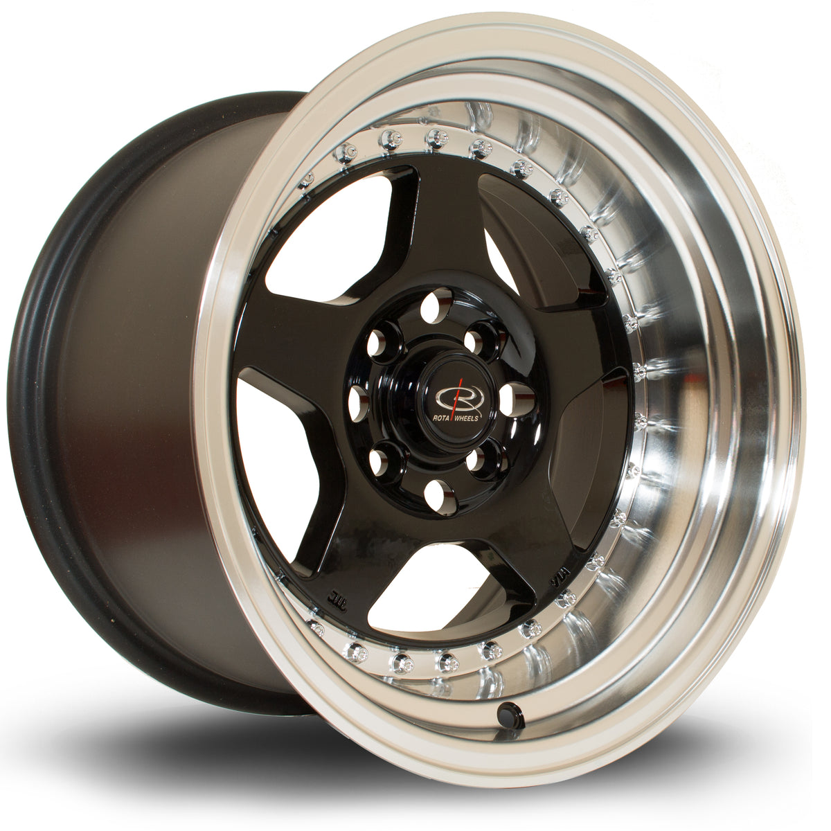 Llanta Rota Kyusha 15x9" 4x100 ET0 negro brillo / labio pulido