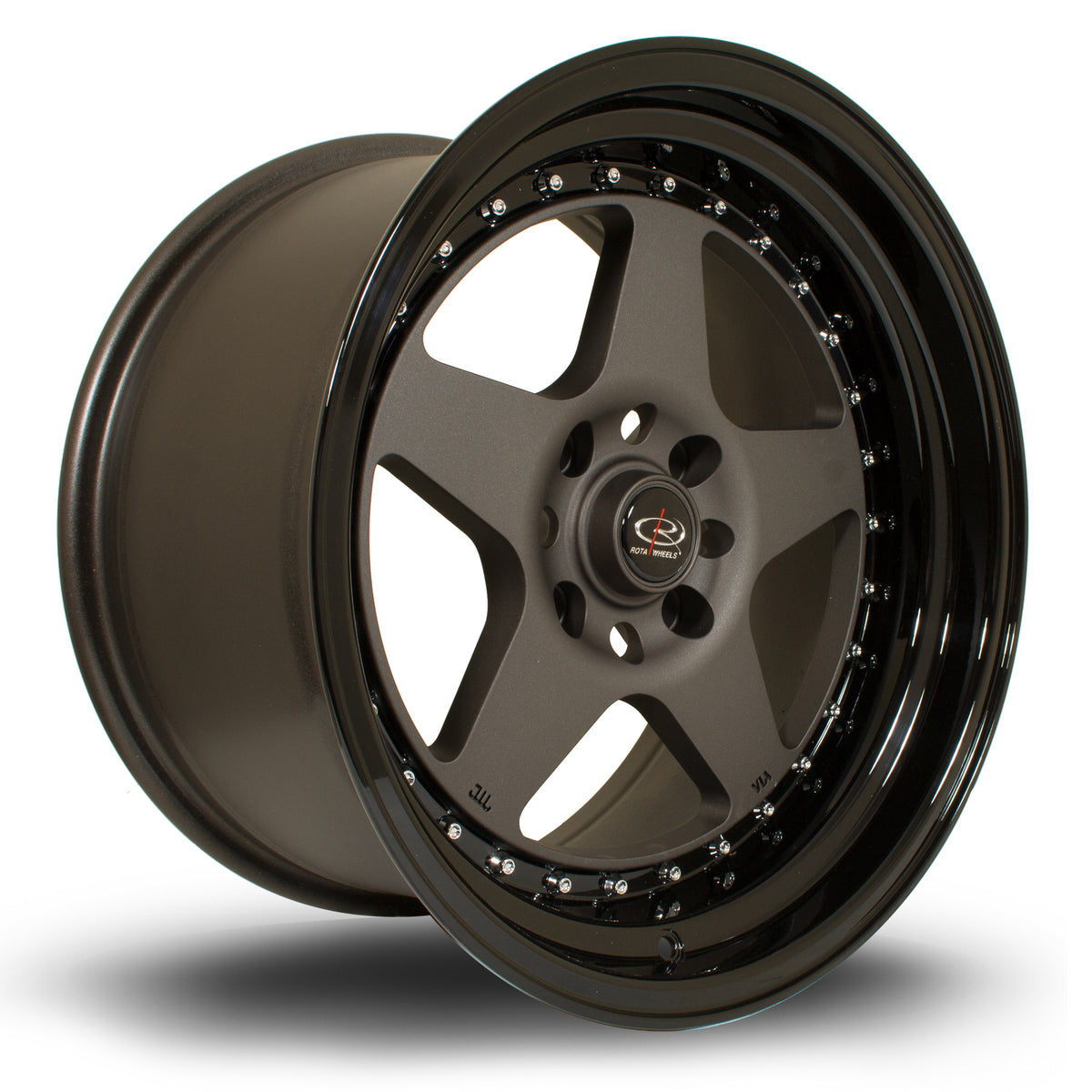 Llanta Rota Kyusha 17x9" 5x120 ET20 gunmetal / labio negro