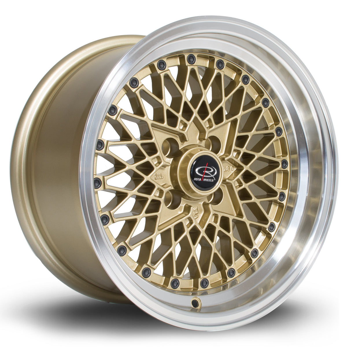 Llanta Rota OS Mesh 15x8" 4x100 ET20 dorado / labio pulido