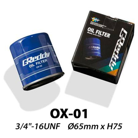 Filtro de aceite GReddy OX-01 | 3/4"-16 UNF (Nissan CA18, RB, VG30, Toyota 4A-G(Z)E, 1ZZ, 2ZZ...)