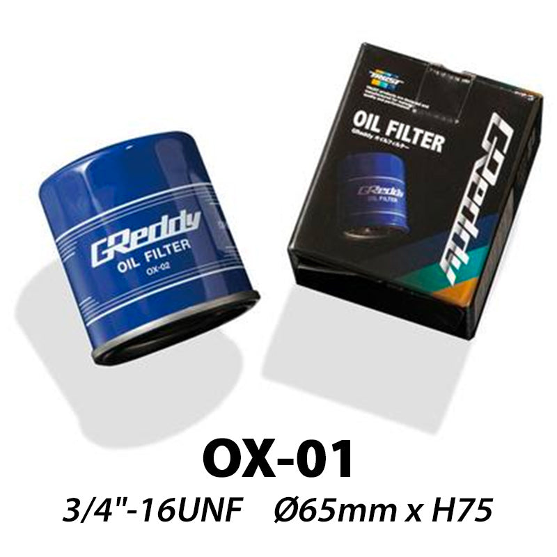 Filtro de aceite GReddy OX-01 | 3/4"-16 UNF (Nissan CA18, RB, VG30, Toyota 4A-G(Z)E, 1ZZ, 2ZZ...)