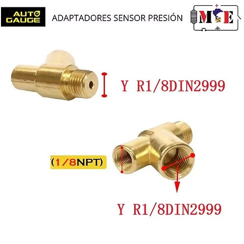 Adaptador en Y para sensor de presión de aceite — Rosca R1/8 DIN 2999